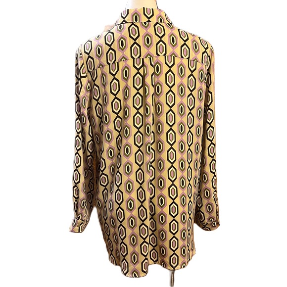 Pleione abstract print button down blouse XL - Picture 2 of 6